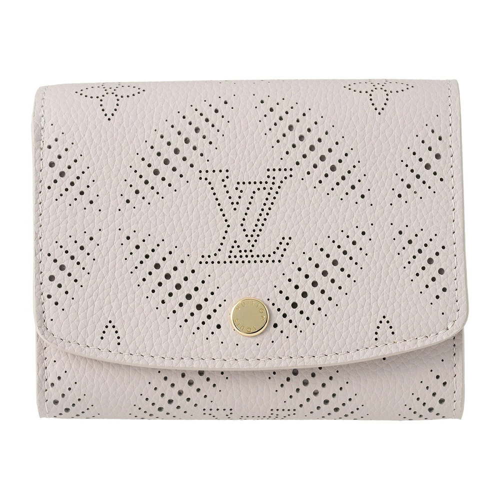 Louis Vuitton Bifold Wallet Mahina Portefeuille Iris Leather Greige Gray - Picture 1 of 9